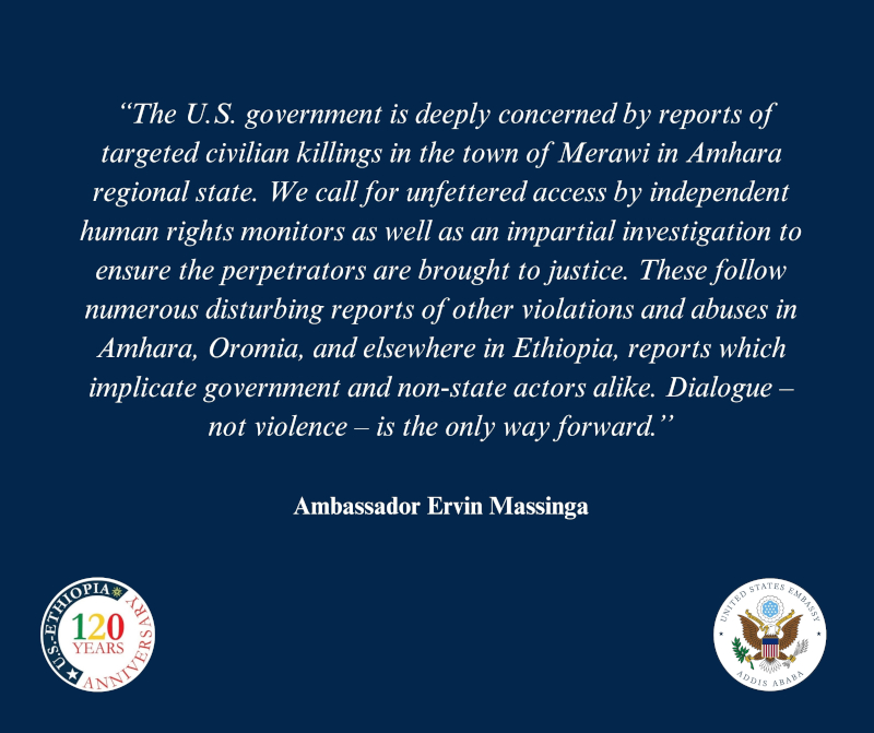 US express grave concern over civilian killings in Merawi